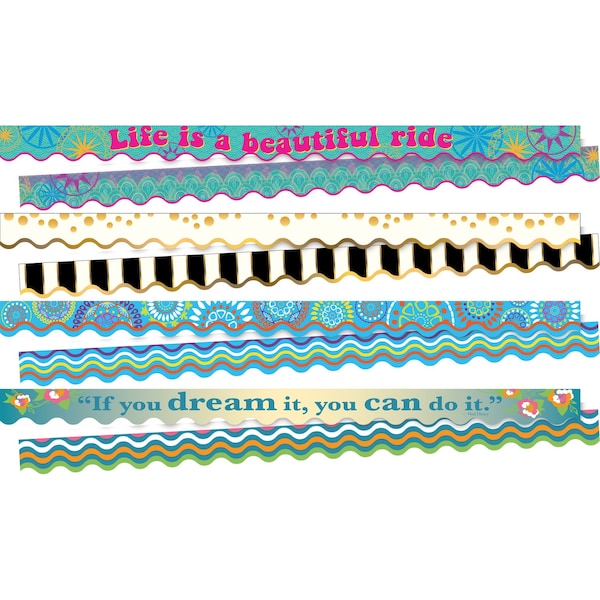 Barker Creek Trending Designs Double-Sided Scalloped Trim Set, 4 Designs, 52/set 912 - main